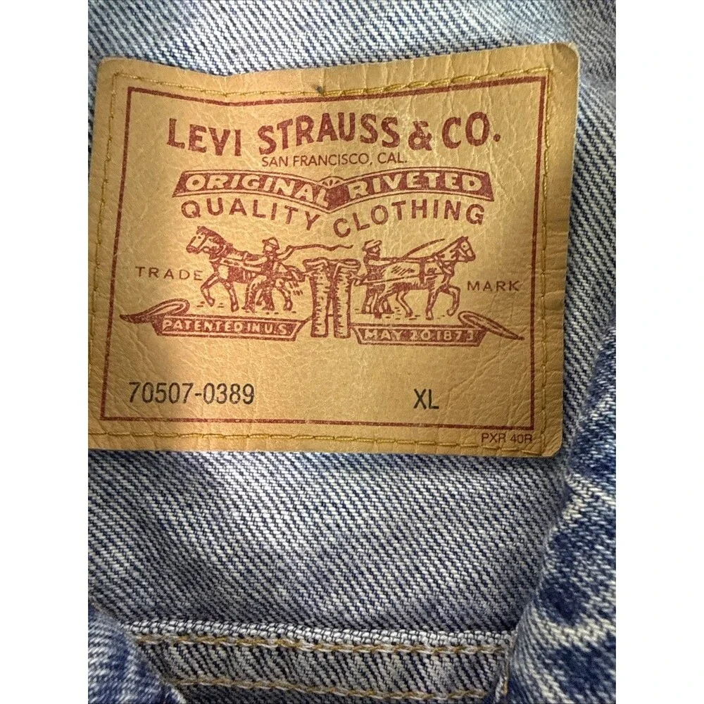 VTG.80's Levis Jean Jacket Mens XL  Blue Trucker Type III USA  70507 0389
